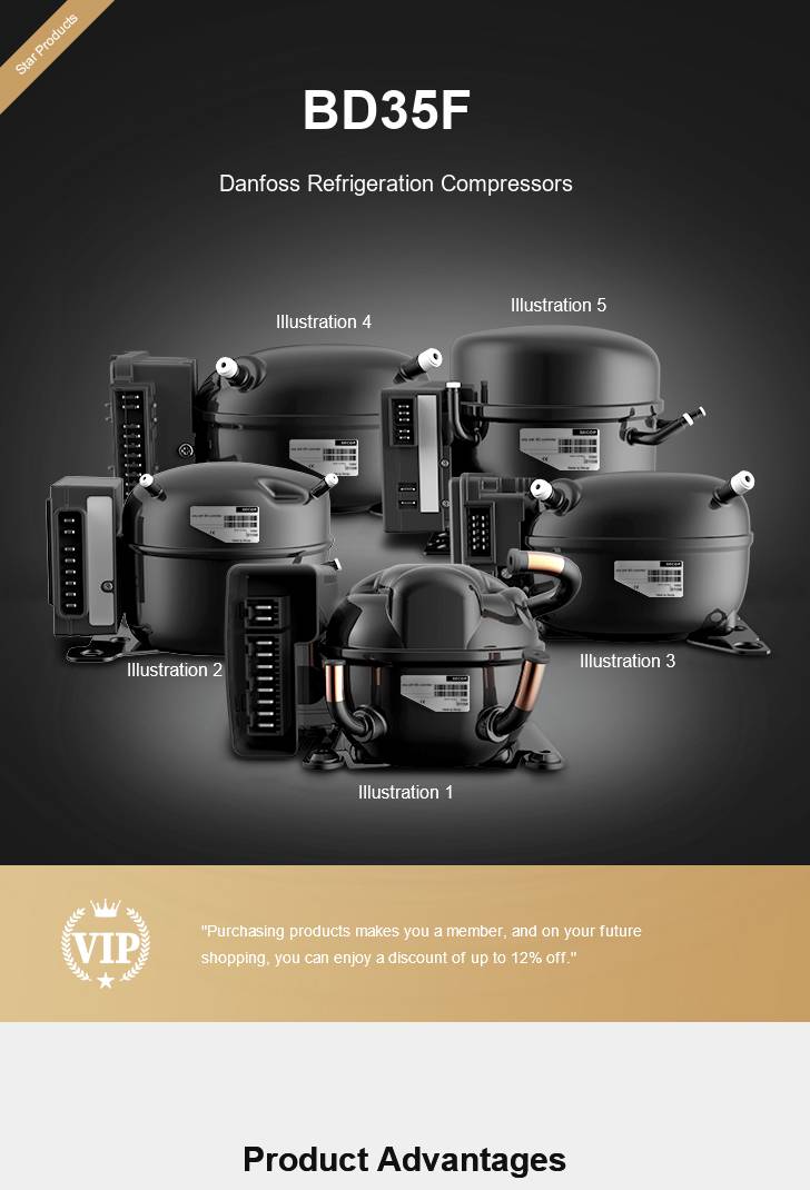 Danfoss Compressor BD35F, technical parameters pdf, structure diagram